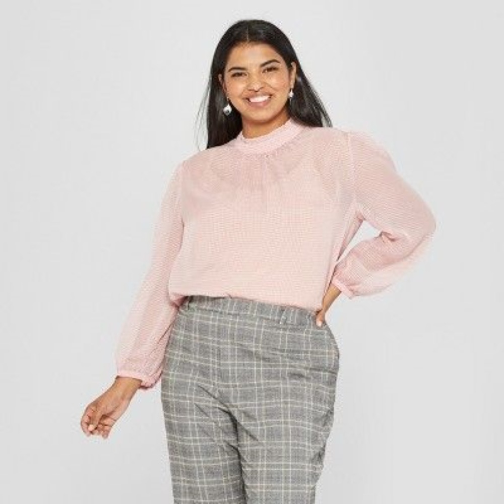 New WWW Pink Long Sleeve Victorian Blouse NWT [A7] - Picture 8 of 8